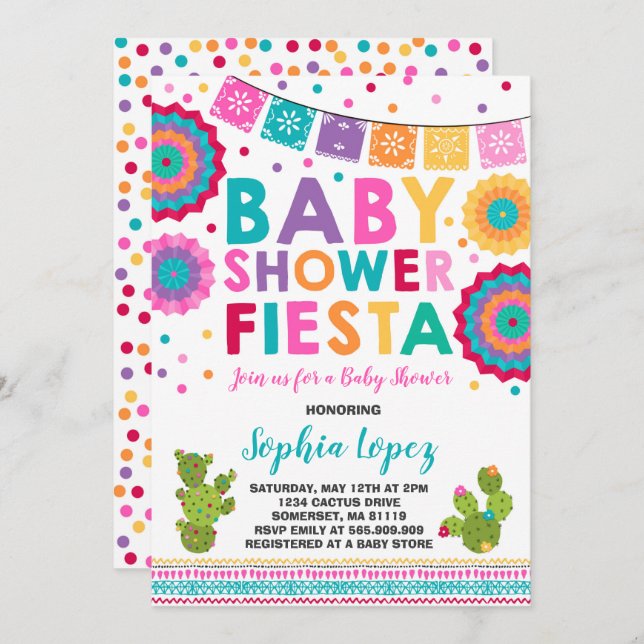 Fiesta Baby Shower Invitation Mexican Baby Shower (Front/Back)