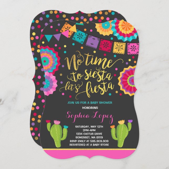 Fiesta Baby Shower Invitation Mexican Baby Shower (Front/Back)