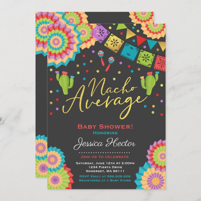 Fiesta Baby Shower Invitation Nacho Average Shower (Front/Back)