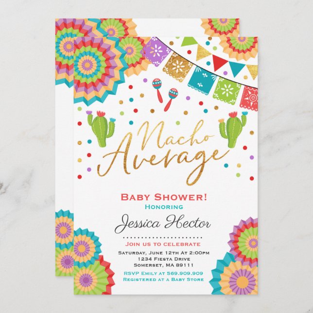Fiesta Baby Shower Invitation Nacho Average Shower (Front/Back)