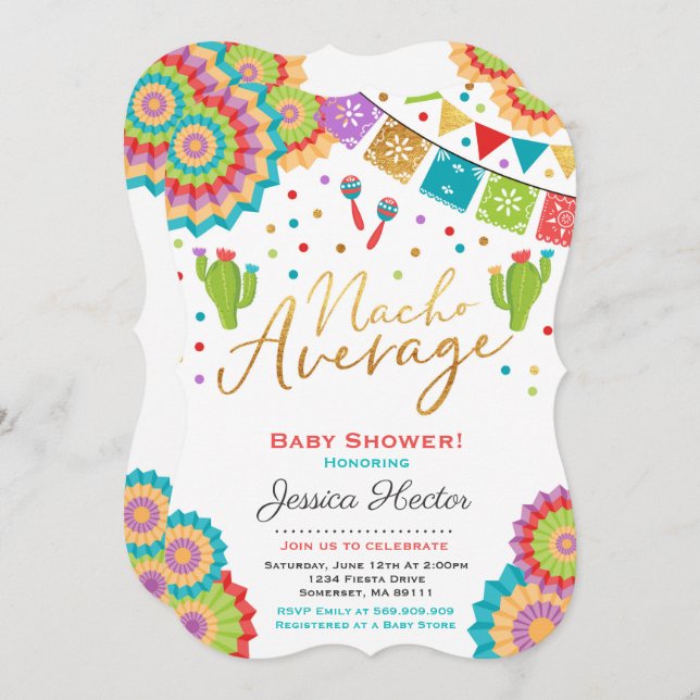 Fiesta Baby Shower Invitation Nacho Average Shower (Front/Back)