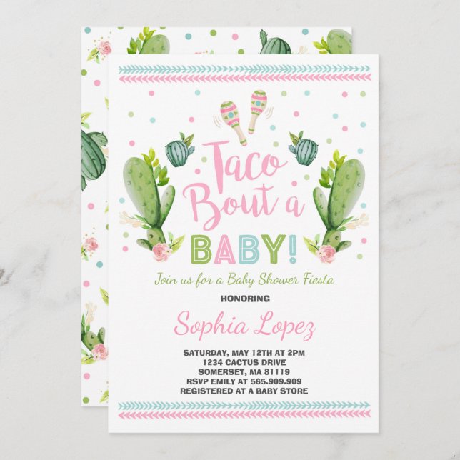 Fiesta Baby Shower Invitation Taco Bout A Baby (Front/Back)