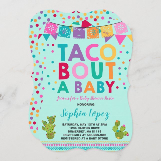 Fiesta Baby Shower Invitation Taco Bout A Baby (Front/Back)
