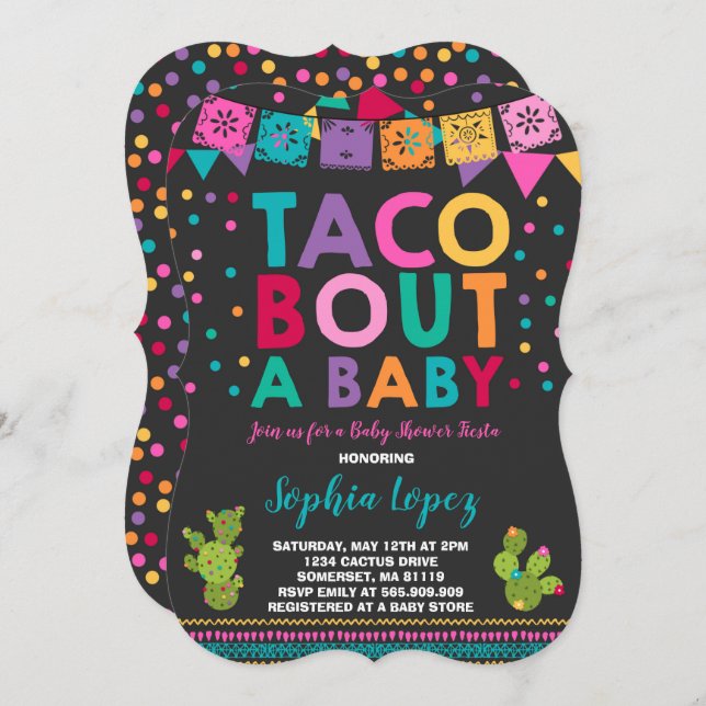 Fiesta Baby Shower Invitation Taco Bout A Baby (Front/Back)