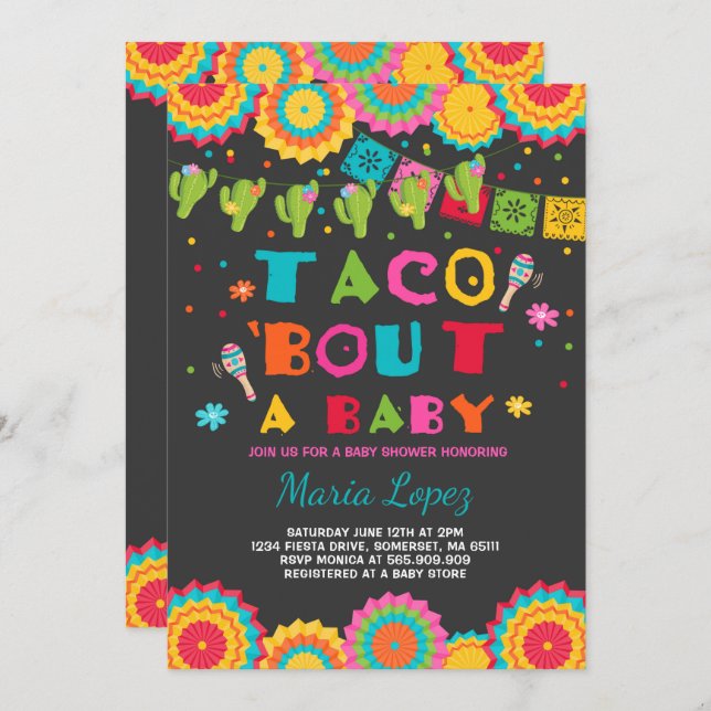 Fiesta Baby Shower Invitation Taco Bout A Baby (Front/Back)