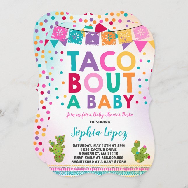 Fiesta Baby Shower Invitation Taco Bout A Baby (Front/Back)