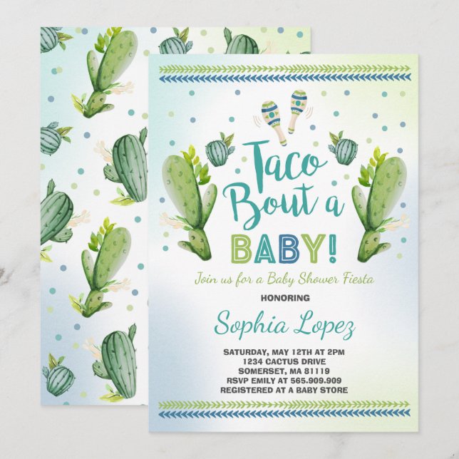 Fiesta Baby Shower Invitation Taco Bout A Baby (Front/Back)