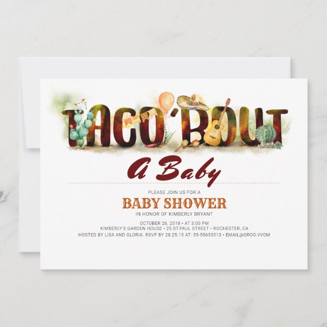 Fiesta Baby Shower Invitation Taco Bout A Baby (Front)