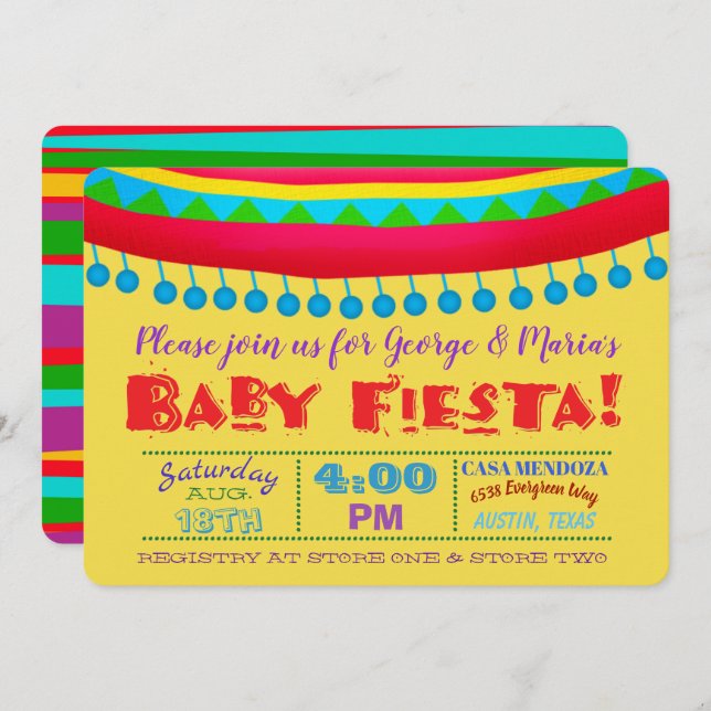 Fiesta Baby Shower Invitations (Front/Back)