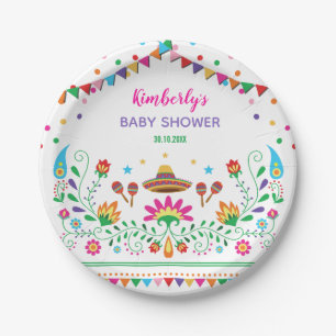 Fiesta Baby Shower / Mexican Floral Birthday Party Paper Plate