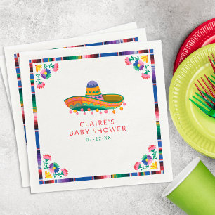 Fiesta Baby Shower Napkins – Floral Sombrero Taco 