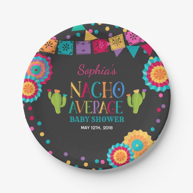 Fiesta Baby Shower Paper Plate Nacho Average Party (Front)
