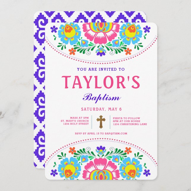 Fiesta Baptism Invitation (Front/Back)