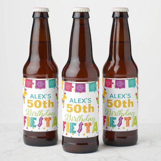 Fiesta Beer Label White - Customise Name/Year (Bottles)