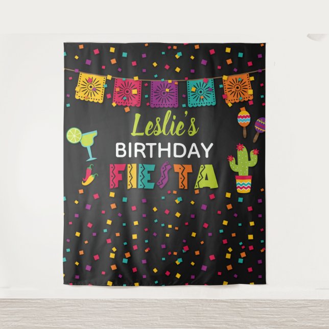 Fiesta Birthday Backdrop Tapestry (Front)