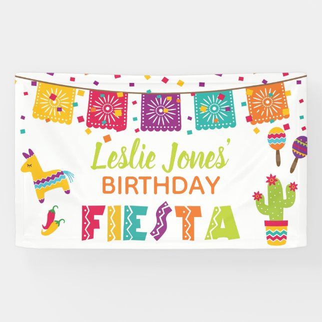 Fiesta Birthday Banner - White Background (Horizontal)