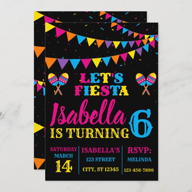 Fiesta Birthday Cinco De Mayo Party Invitation (Front/Back)
