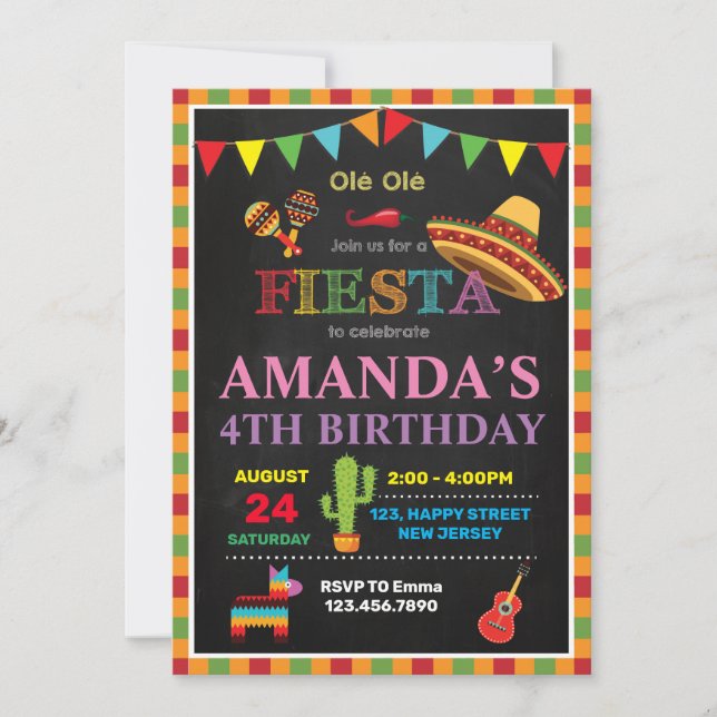 Fiesta Birthday Invitation (Front)