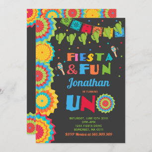 Fiesta Birthday Invitation Fiesta Fun Turning Uno
