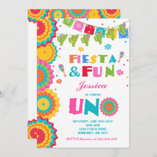 Fiesta Birthday Invitation Fiesta Fun Turning Uno