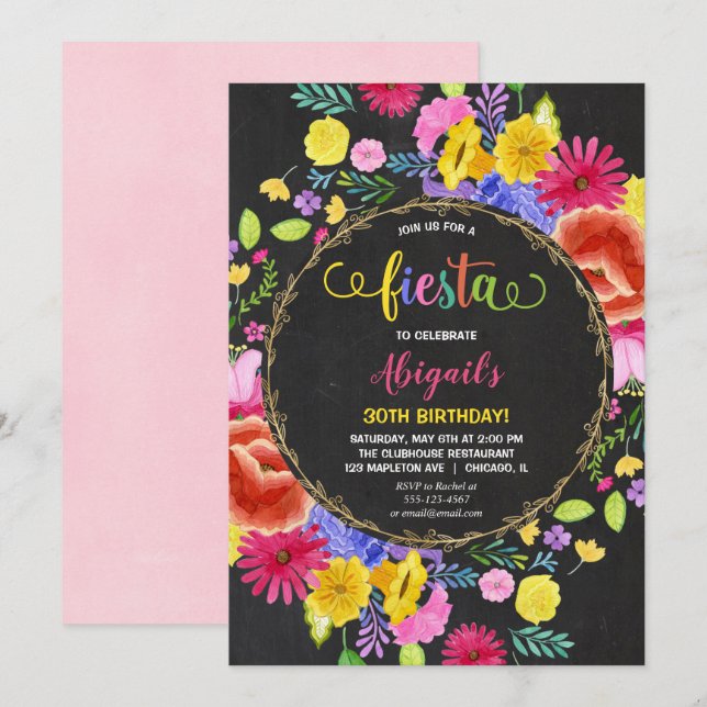 Fiesta birthday invitation for adult (Front/Back)