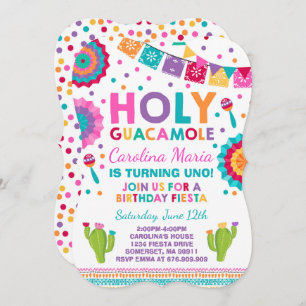 Fiesta Birthday Invitation Holy Guacamole Party