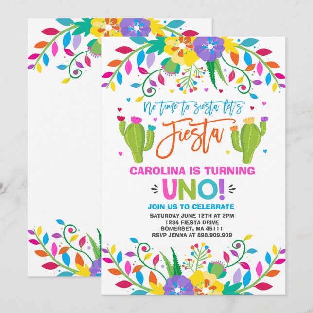 Fiesta Birthday Invitation Mexican Birthday Fiesta (Front/Back)