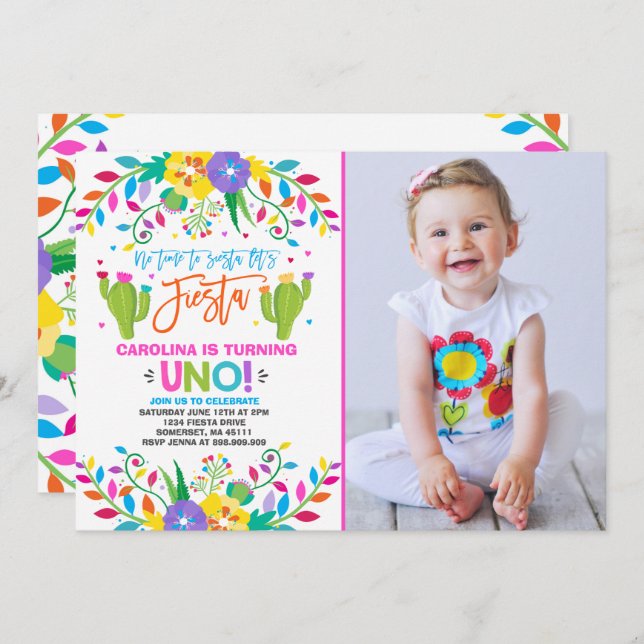 Fiesta Birthday Invitation Mexican Birthday Fiesta (Front/Back)