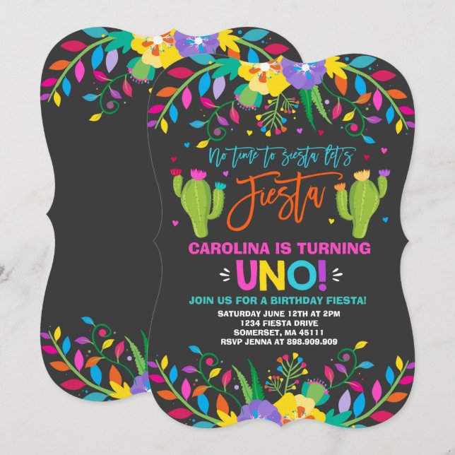 Fiesta Birthday Invitation Mexican Birthday Fiesta (Front/Back)