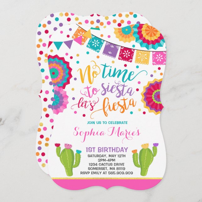 Fiesta Birthday Invitation Mexican Birthday Fiesta (Front/Back)