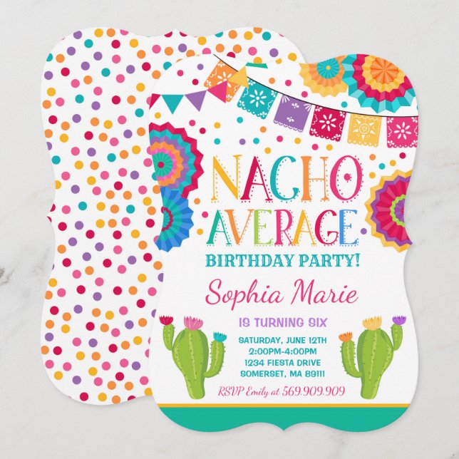 Fiesta Birthday Invitation Nacho Average Party (Front/Back)