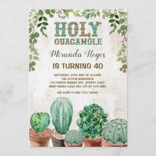 Fiesta Birthday Invitation Rustic Cactus Succulent