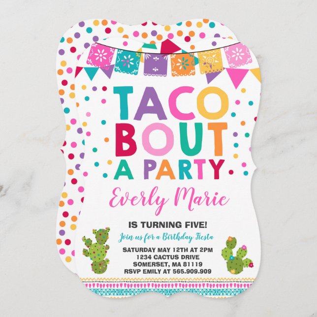 Fiesta Birthday Invitation Taco Bout A Party (Front/Back)