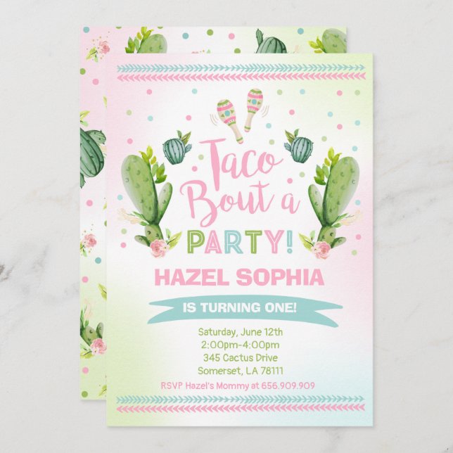 Fiesta Birthday Invitation Taco Bout A Party (Front/Back)