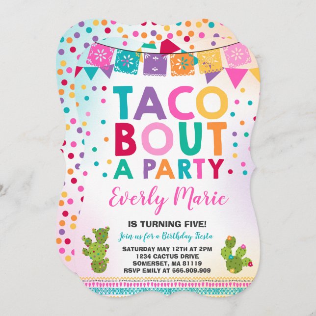 Fiesta Birthday Invitation Taco Bout A Party (Front/Back)