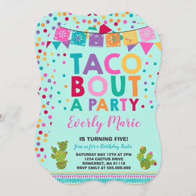 Fiesta Birthday Invitation Taco Bout A Party (Front/Back)