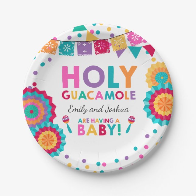 Fiesta Birthday Paper Plate Holy Guacamole Party (Front)