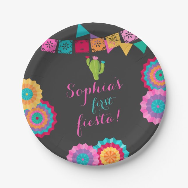 Fiesta Birthday Paper Plate No Time To Siesta (Front)