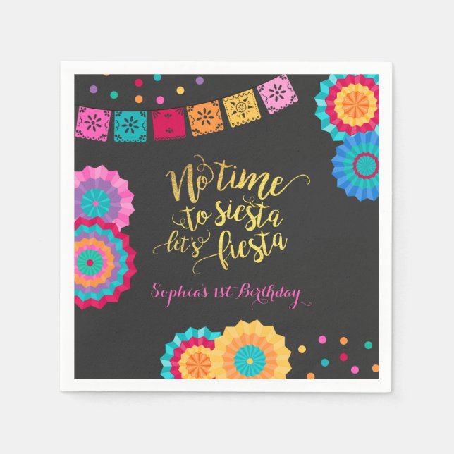 Fiesta Birthday Party Napkin No Time To Siesta (Front)