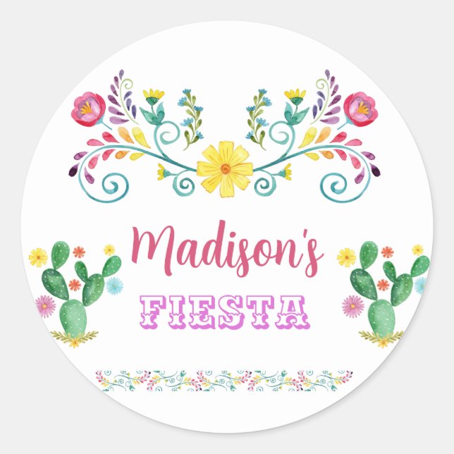 Fiesta Birthday Stickers, Fiesta Party Stickers (Front)