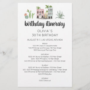 Fiesta Birthday Weekend Itinerary Card