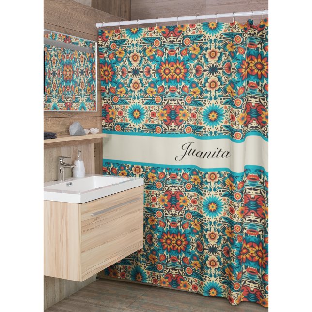 Fiesta Blooms customisable Shower Curtain (Creator Uploaded)