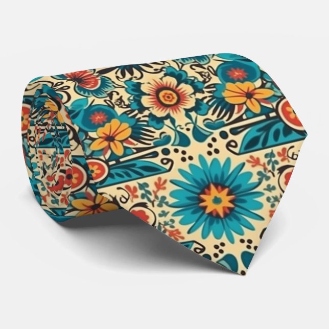 Fiesta Blooms, customisable Tie (Rolled)