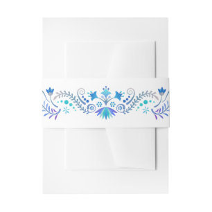 Fiesta Blue Birthday Shower Wedding Invitation Belly Band