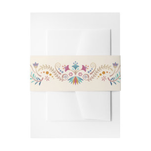 Fiesta Boho Birthday Shower Wedding Invitation Belly Band