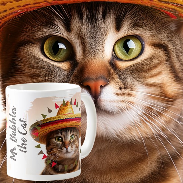 Fiesta border around your Funny Cat photo on  Coffee Mug (Creator Uploaded)