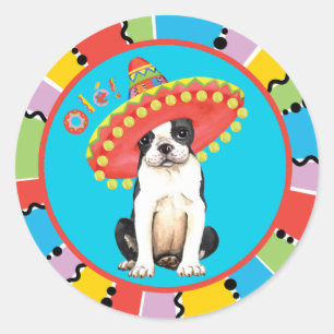 Fiesta Boston Terrier Classic Round Sticker