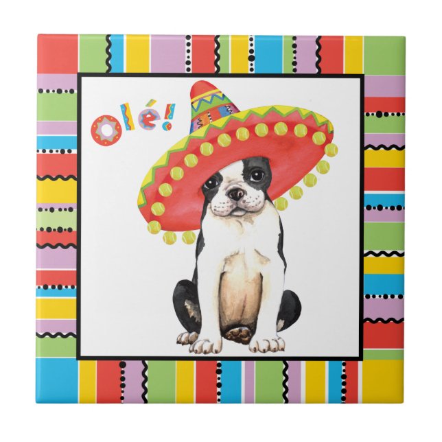 Fiesta Boston Terrier Tile (Front)