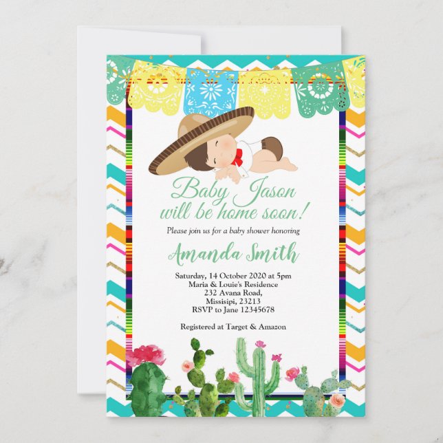 Fiesta Boy Baby Shower Invitation Boy Summer (Front)