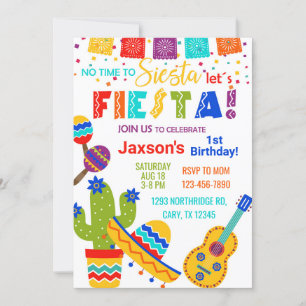 Fiesta boy birthday invitation, 1st birthday. invitation
